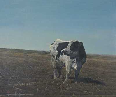 郑艺 1990年作 荒野上的牛